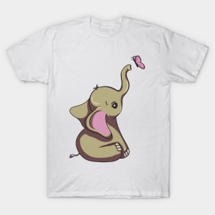 Elephant with Butterfly T-Shirt